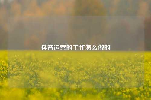 抖音运营的工作怎么做的