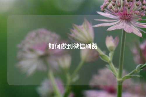 如何做到微信刷赞